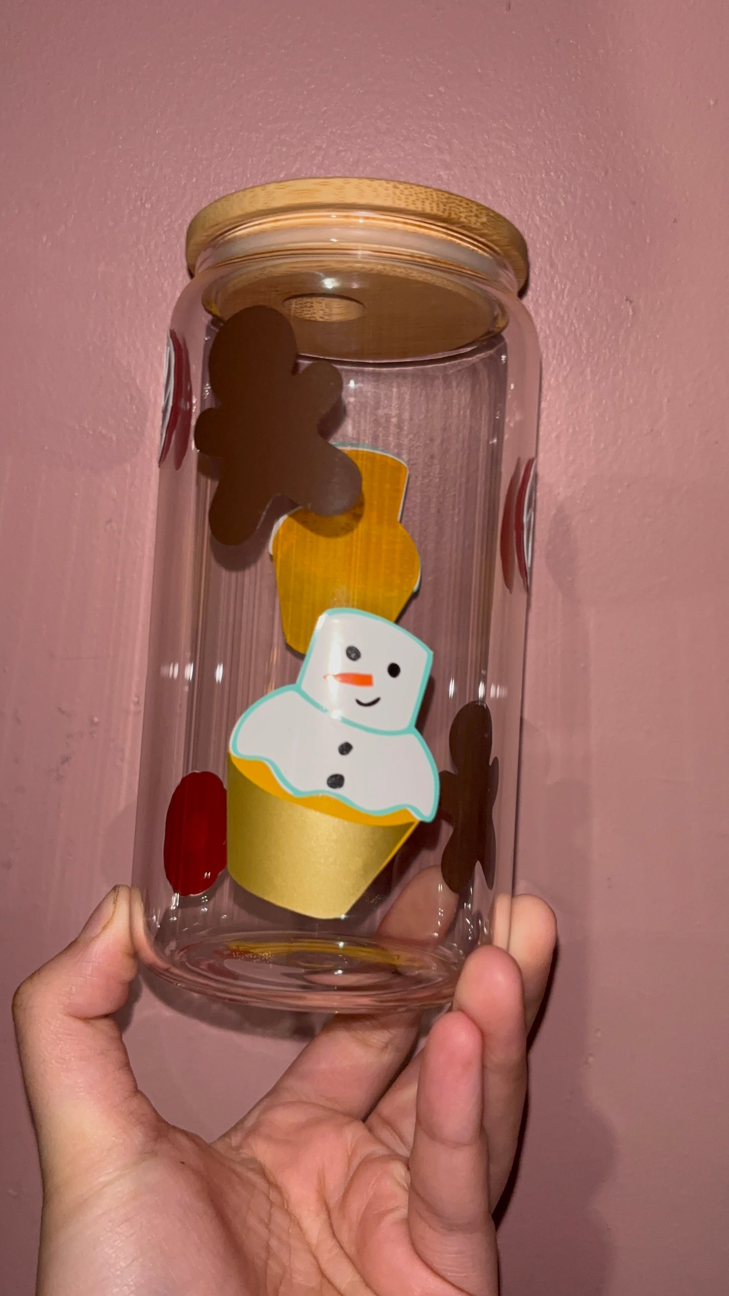 Christmas snowman and cookie glass cup