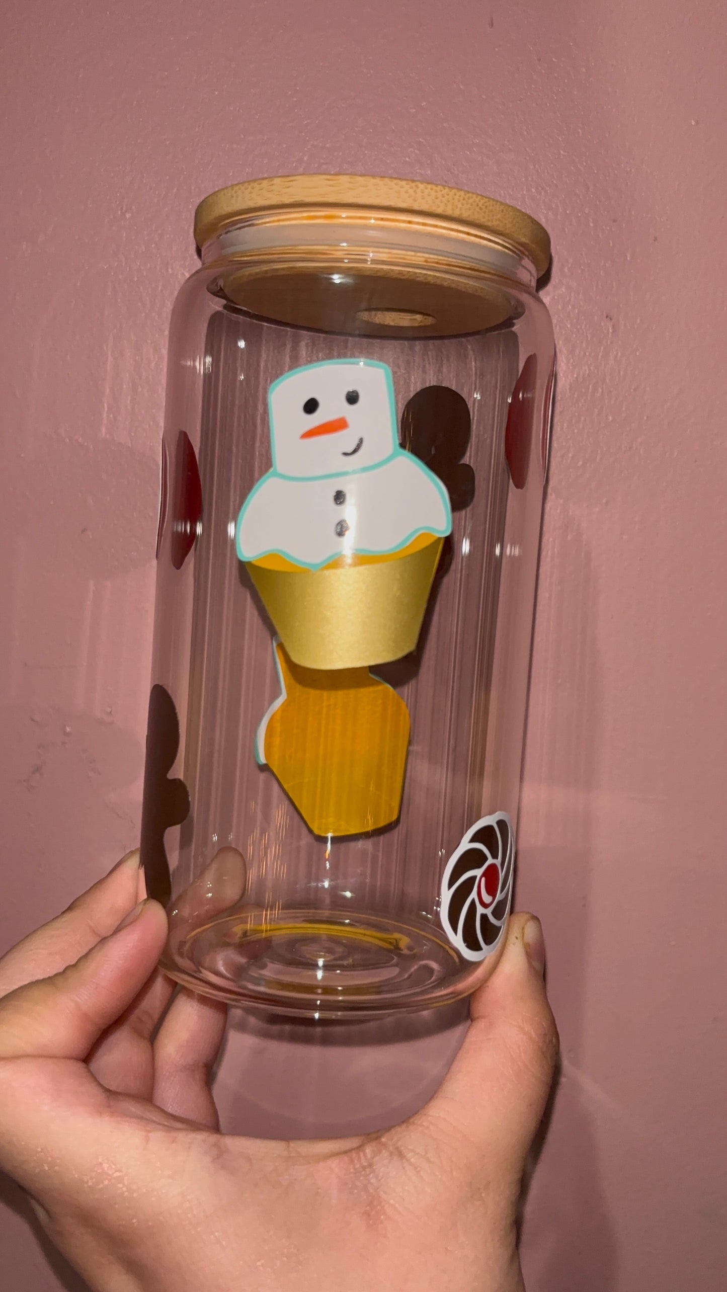 Christmas snowman and cookie glass cup