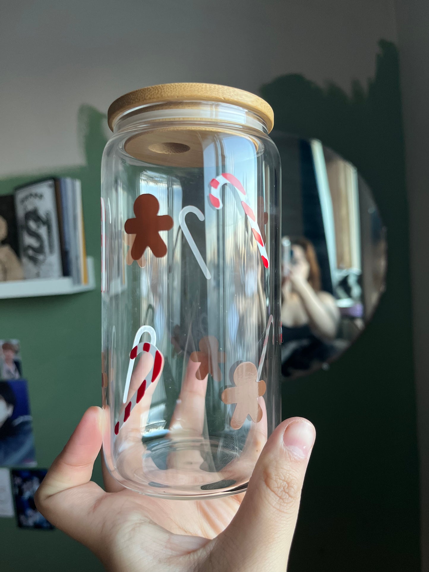 Candy Cane and Cookies Vinyl Glass Cup