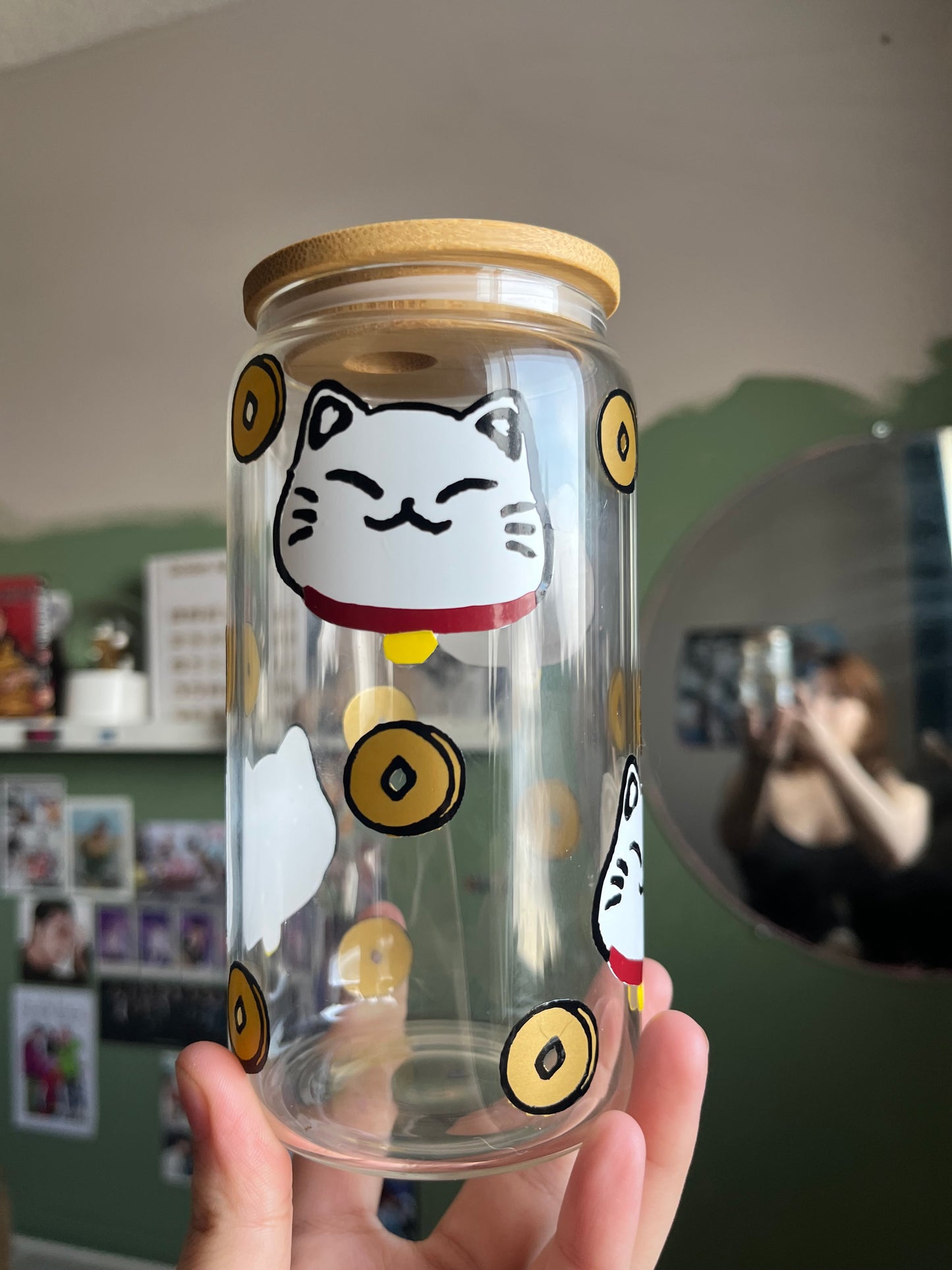 Lucky Cat Vinyl Glass Cup