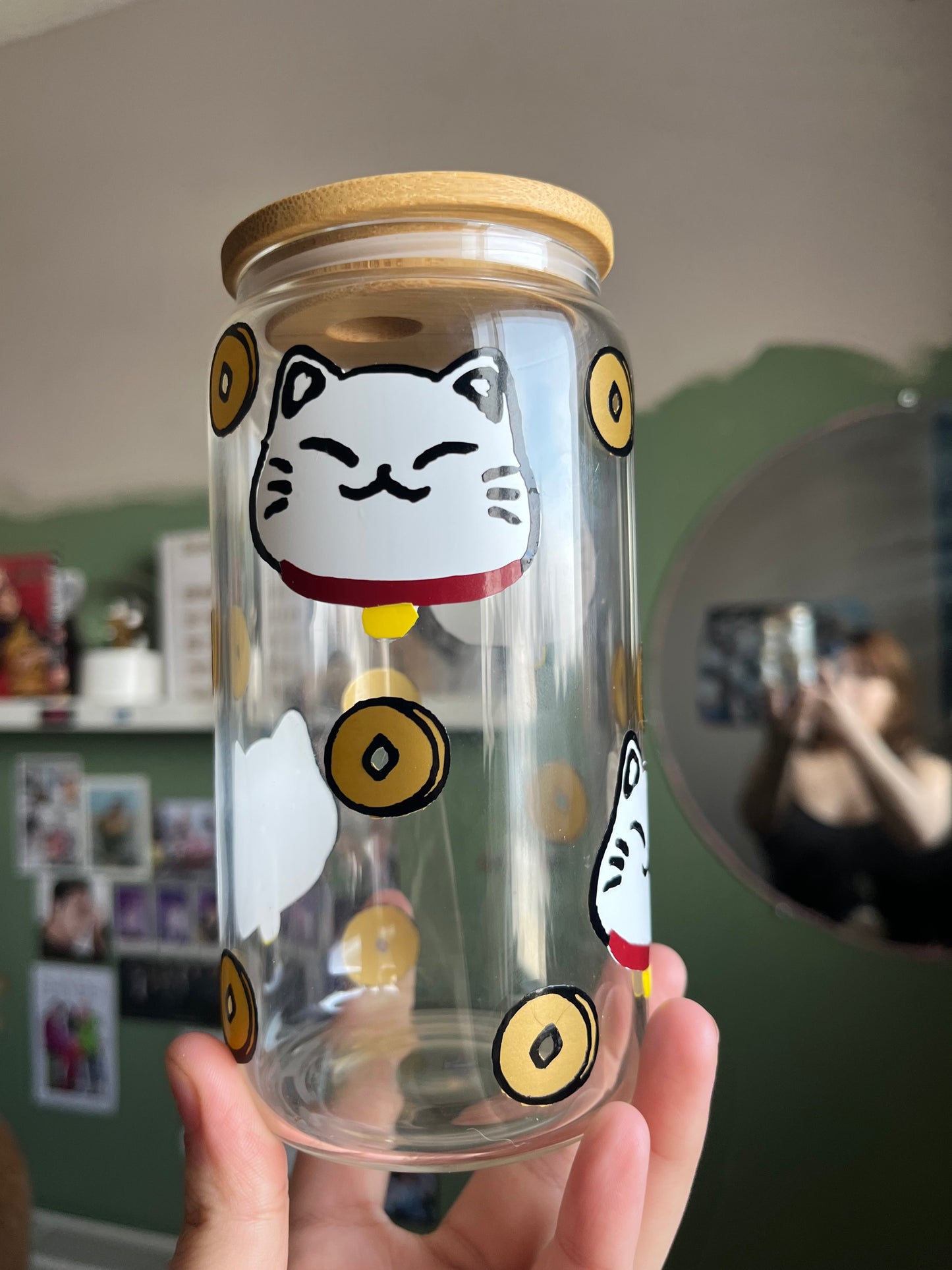 Lucky Cat Vinyl Glass Cup