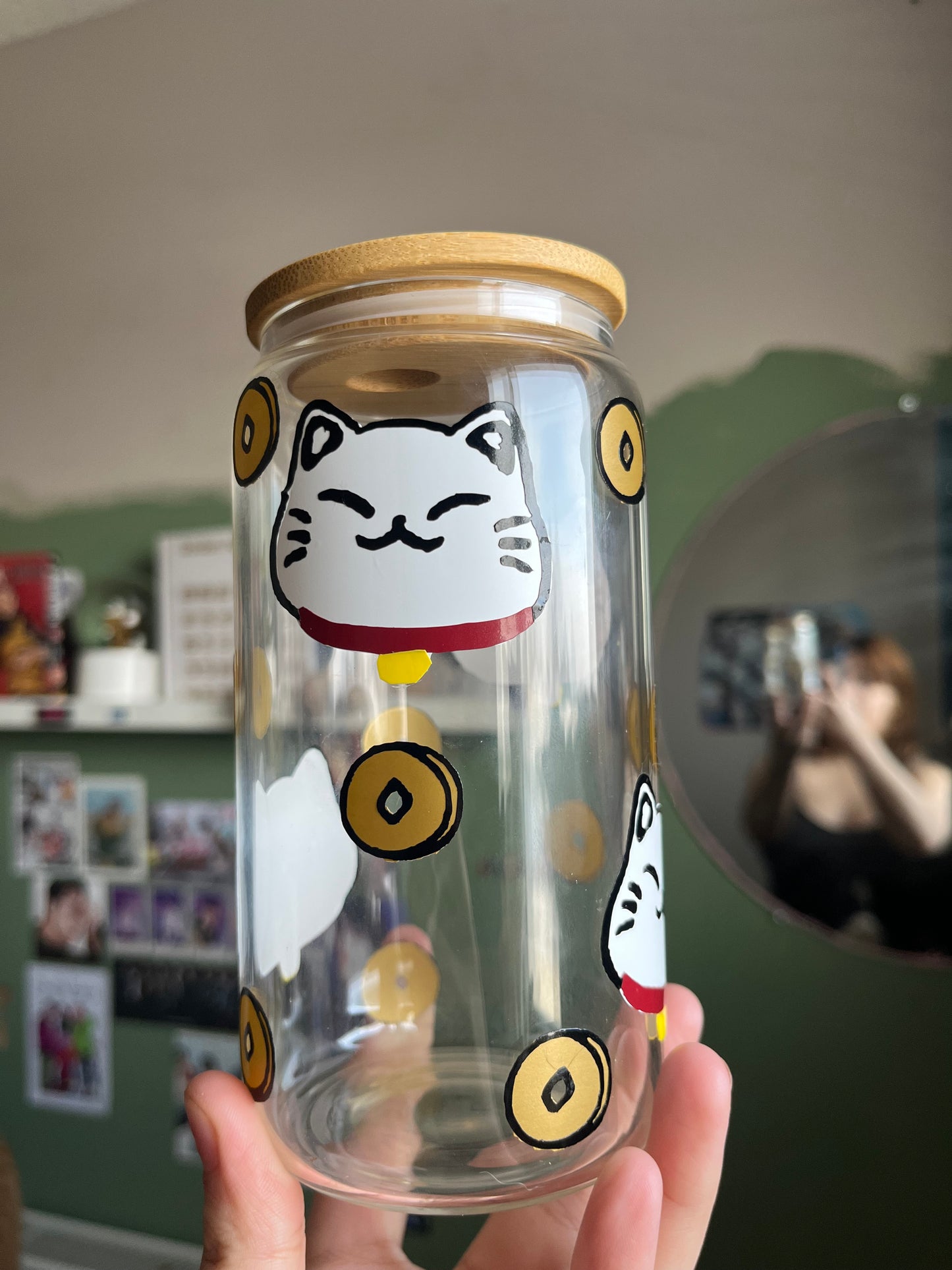 Lucky Cat Vinyl Glass Cup