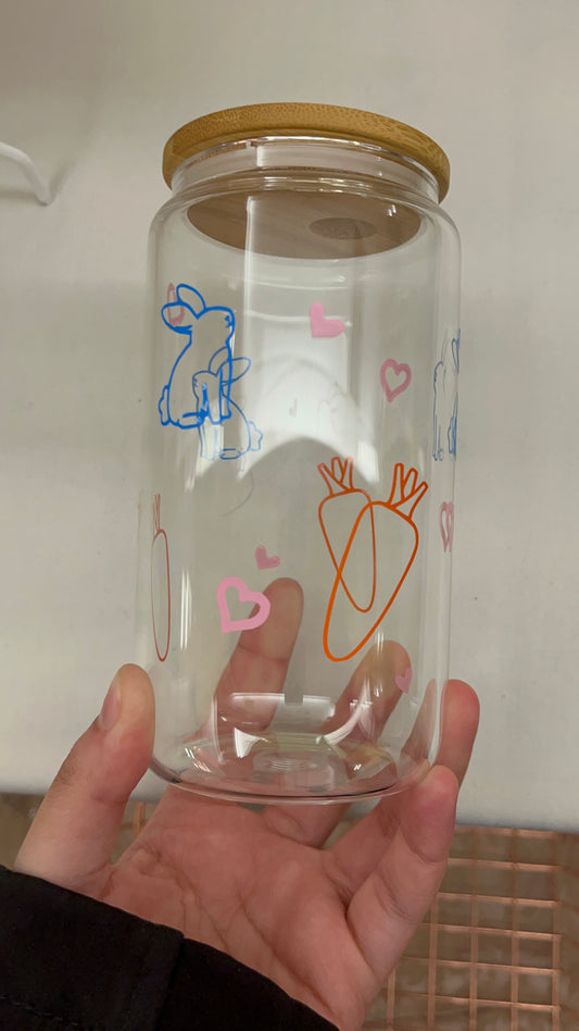 Bunny and Carrot Easter Vinyl Glass Cup