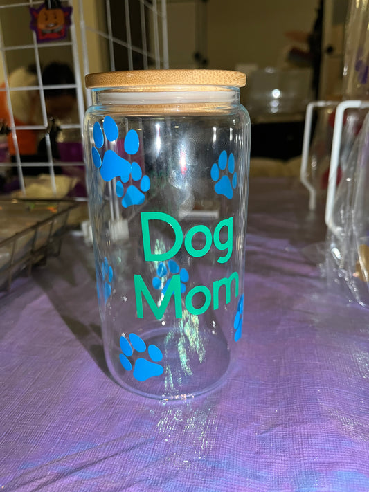 Dog Mom Vinyl Glass Cup