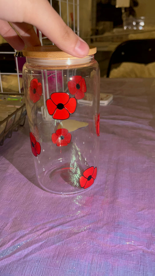 Poppy Vinyl Glass Cup